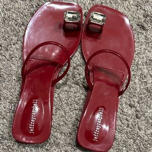 Jeffrey Campbell Ruby Red Sandals with Gem Accents